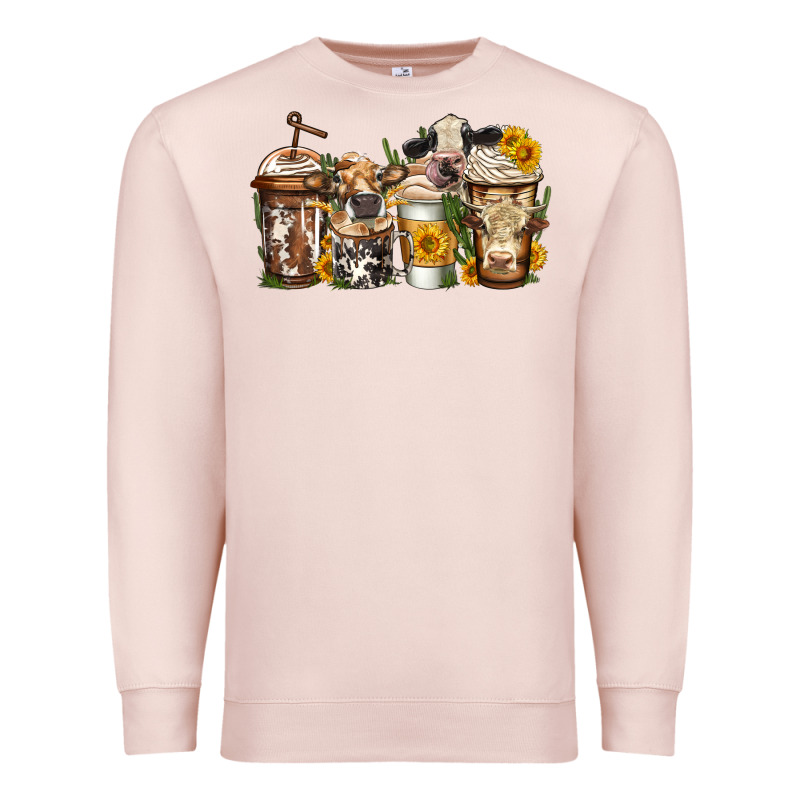 Cows Coffee Cups Premium Sweatshirt by Jasminsmagicworld | Teevron