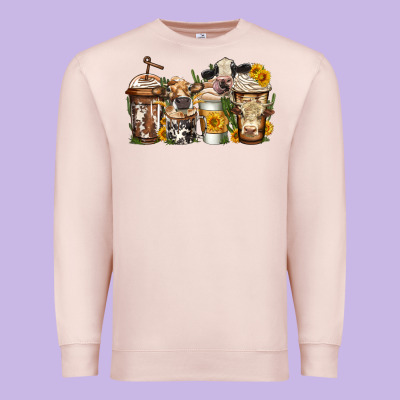 Cows Coffee Cups Premium Sweatshirt Designed By Jasminsmagicworld