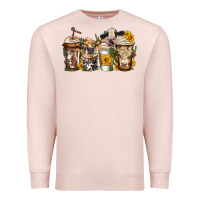 Pale Pink cows coffee cups Premium Sweatshirt - Jasminsmagicworld