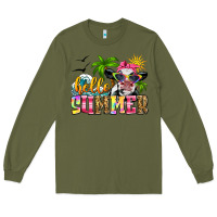 Army Green hello summer cow Long Sleeve Tee - Zillion Design Studio