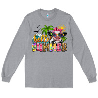 Heather Grey hello summer cow Long Sleeve Tee - Zillion Design Studio