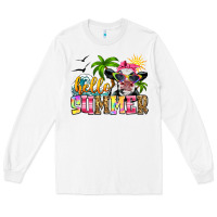 White hello summer cow Long Sleeve Tee - Zillion Design Studio