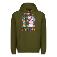 Army Green my 1 st birthday with little cute unicorn Premium Hoodie - NancyCooperArtShop