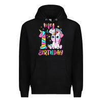 Black my 1 st birthday with little cute unicorn Premium Hoodie - NancyCooperArtShop