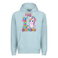 Blue Mist my 1 st birthday with little cute unicorn Premium Hoodie - NancyCooperArtShop
