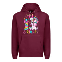 Burgundy my 1 st birthday with little cute unicorn Premium Hoodie - NancyCooperArtShop