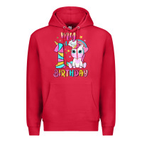 Cardinal my 1 st birthday with little cute unicorn Premium Hoodie - NancyCooperArtShop