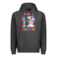Charcoal Heather my 1 st birthday with little cute unicorn Premium Hoodie - NancyCooperArtShop