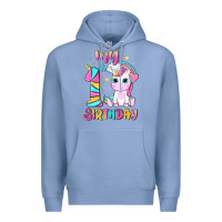 Colony Blue my 1 st birthday with little cute unicorn Premium Hoodie - NancyCooperArtShop