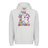 Dove Grey my 1 st birthday with little cute unicorn Premium Hoodie - NancyCooperArtShop