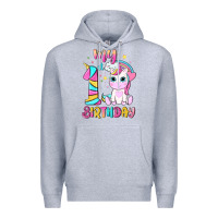 Heather Grey my 1 st birthday with little cute unicorn Premium Hoodie - NancyCooperArtShop