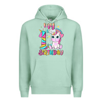 Seafoam my 1 st birthday with little cute unicorn Premium Hoodie - NancyCooperArtShop