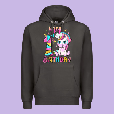 My 1 St Birthday With Little Cute Unicorn Premium Hoodie Designed By Nancycooperartshop