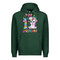 Sports Green my 1 st birthday with little cute unicorn Premium Hoodie - NancyCooperArtShop