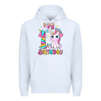White my 1 st birthday with little cute unicorn Premium Hoodie - NancyCooperArtShop