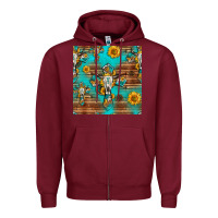 Burgundy bull skull cross seamless pattern Zipper Hoodie - HRA Design Shop