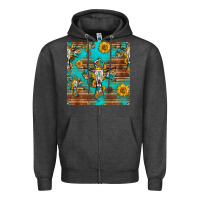 Charcoal Heather bull skull cross seamless pattern Zipper Hoodie - HRA Design Shop