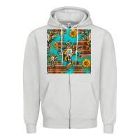 Dove Grey bull skull cross seamless pattern Zipper Hoodie - HRA Design Shop