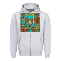 Heather Grey bull skull cross seamless pattern Zipper Hoodie - HRA Design Shop