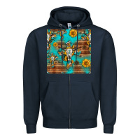 Navy bull skull cross seamless pattern Zipper Hoodie - HRA Design Shop