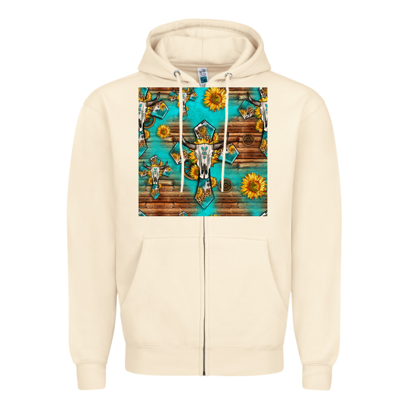 Bull Skull Cross Seamless Pattern Zipper Hoodie by HRA Design Shop | Teevron