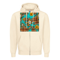 Sandshell bull skull cross seamless pattern Zipper Hoodie - HRA Design Shop