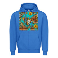 True Royal bull skull cross seamless pattern Zipper Hoodie - HRA Design Shop