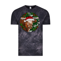Cloud Black Longhorn Cow Christmas Vintage Tee - RanaPortraitStore