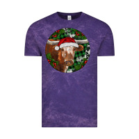 Cloud Purple Longhorn Cow Christmas Vintage Tee - RanaPortraitStore