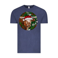 Vintage Denim Longhorn Cow Christmas Vintage Tee - RanaPortraitStore