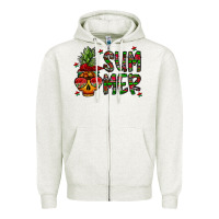 Oatmeal Heather summer vibes Zipper Hoodie - CowhideDigitalArt
