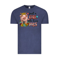 Vintage Denim western just girl who loves pigs Vintage Tee - texasbilliewilder
