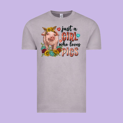 Western Just Girl Who Loves Pigs Vintage Tee Designed By Texasbilliewilder