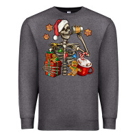 Charcoal Heather christmas skeleton coffee Premium Sweatshirt - Jasminsmagicworld