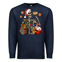 Navy christmas skeleton coffee Premium Sweatshirt - Jasminsmagicworld