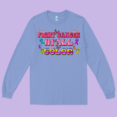 Fight Cancer In All Color Long Sleeve Tee Designed By Texasbilliewilder