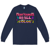 Navy Fight Cancer In All Color Long Sleeve Tee - texasbilliewilder
