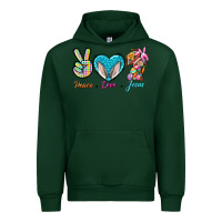 Forest Green Peace Love Easter Jesus Urban Hoodie - BundleAndBundleShop