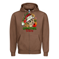 Chestnut Christmas Vibes Human Skull Zipper Hoodie - FaDigitalArtStudio
