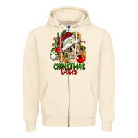 Sandshell Christmas Vibes Human Skull Zipper Hoodie - FaDigitalArtStudio
