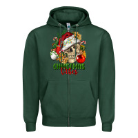 Sports Green Christmas Vibes Human Skull Zipper Hoodie - FaDigitalArtStudio