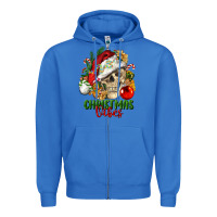 True Royal Christmas Vibes Human Skull Zipper Hoodie - FaDigitalArtStudio