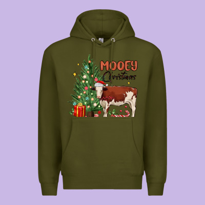 Mooey Christmas Premium Hoodie Designed By Maliassmallbusiness