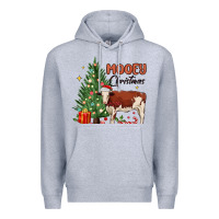 Heather Grey mooey christmas Premium Hoodie - MaliasSmallBusiness