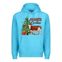 Ocean Blue mooey christmas Premium Hoodie - MaliasSmallBusiness