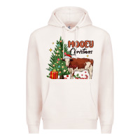 Pale Pink mooey christmas Premium Hoodie - MaliasSmallBusiness