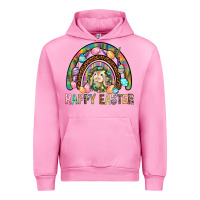 Fuchsia Pink Happy Easter Rainbow Urban Hoodie - BundleAndBundleShop