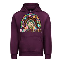 Mauve Wine Happy Easter Rainbow Urban Hoodie - BundleAndBundleShop