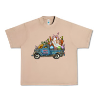 Burro Happy Easter Truck with Bunny Eggs And Carrot Urban Heavy Tee - RanaPortraitStore