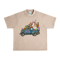 French Oak Happy Easter Truck with Bunny Eggs And Carrot Urban Heavy Tee - RanaPortraitStore
